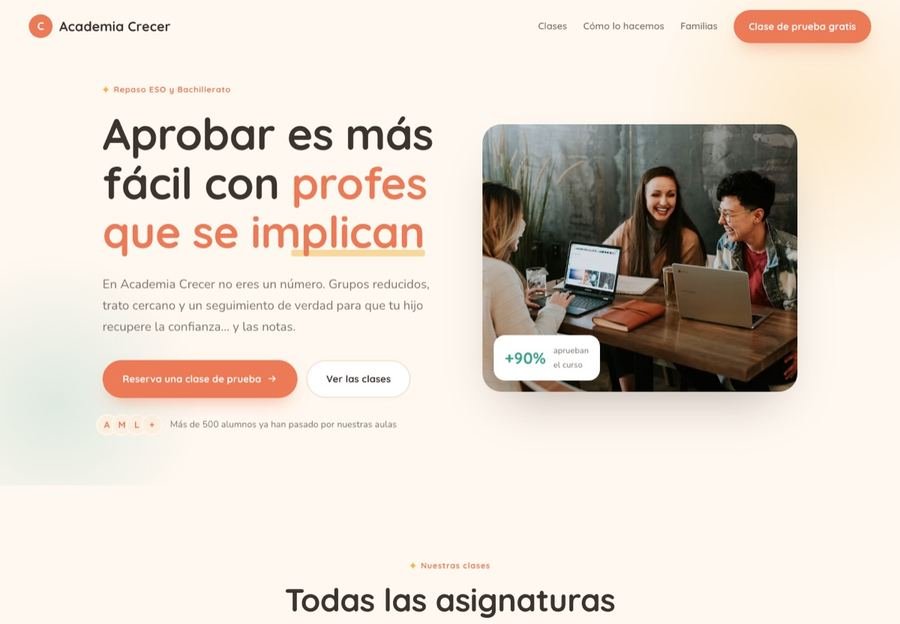 Modelo de web para academia de repaso