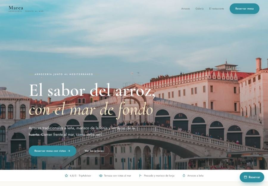Web de arrocería frente al mar